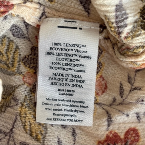 Faherty Emery Floral Print Gauze Peasant Blouse XS - Picture 8 of 8